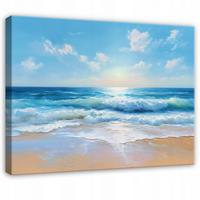 LEINWANDBILD Strand Meer Blau 60x40 cm - Multicolor, Holzwerkstoff (60/40cm) - Wallarena