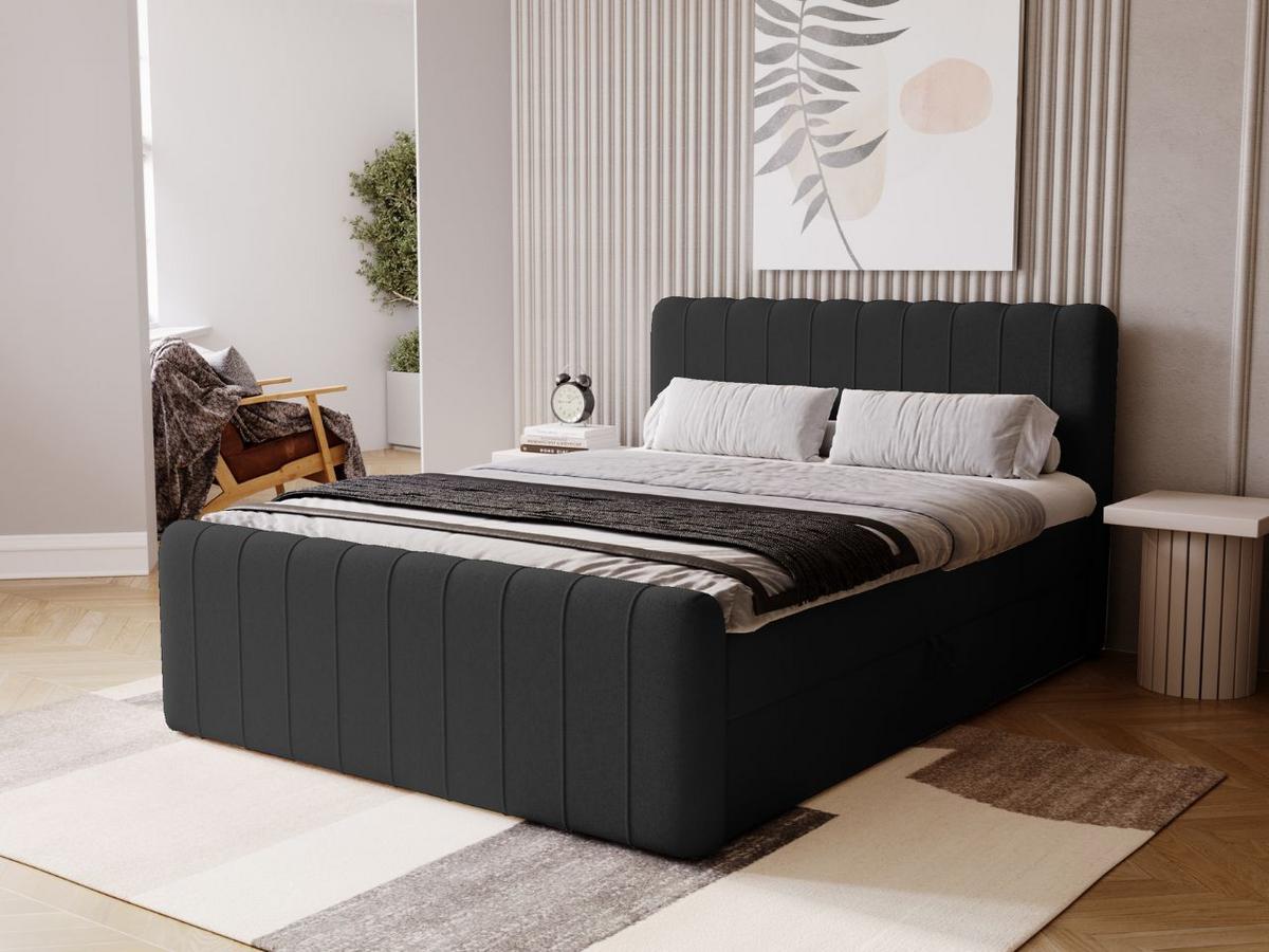 BOXBETT Osteno 140x200 Schwarz - Schwarz, Holz/Textil (140/200cm) - Graingold