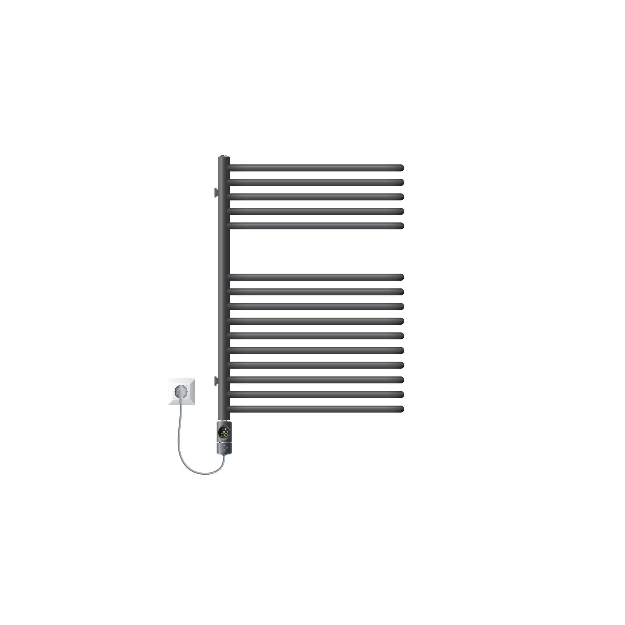 BADHEIZKÖRPER elektrisch 500x800 mm Anthrazit mit Heizstab 600W Digital - Anthrazit, Metall (50/80/16.3cm) - LuxeBath