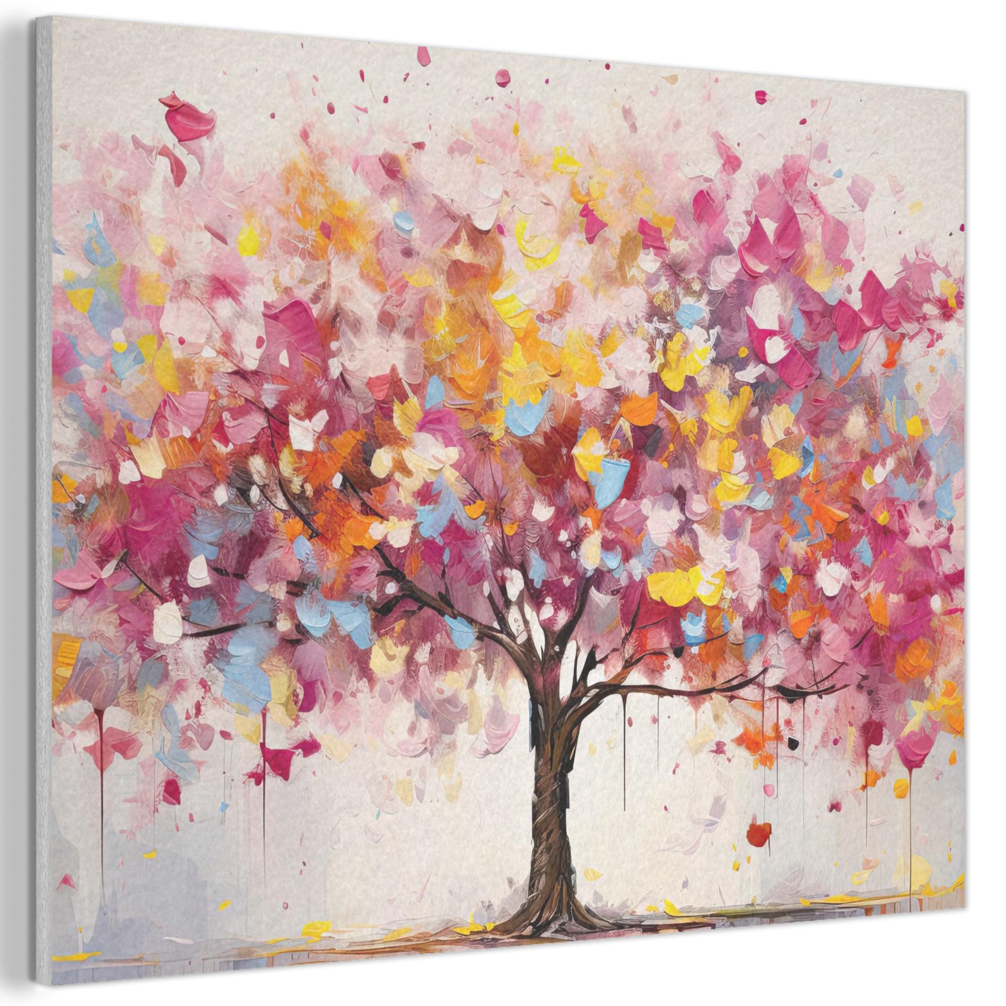 AKUSTIKBILD Aquarell - Baum - Kunst - Abstrakt Gemälde 80x60 cm - Multicolor, Kunststoff (80/60/0.9cm) - MuchoWow
