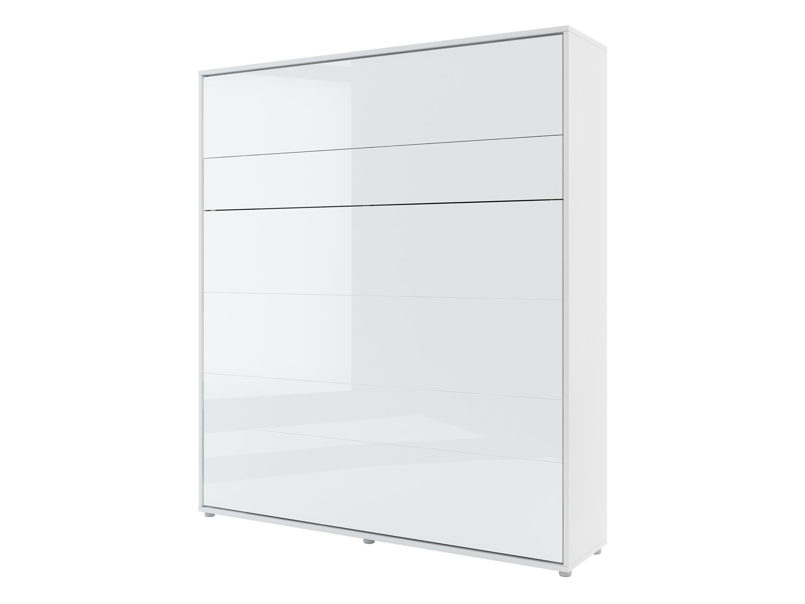SCHRANKBETT Bed-Concept BC-13 180x200 mit weißer LED Beleuchtung - Weiß Hochglanz/Grau, Holz/Holzwerkstoff (180/200cm) - MIRJAN24