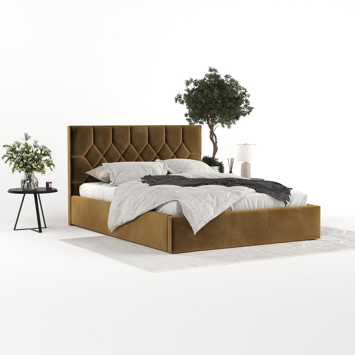 POLSTERBETT Brisa 180/200 cm Honiggelb im Kronos Stoff - Schwarz/Naturfarben, Holz/Holzwerkstoff (180/200cm) - AltaBeds
