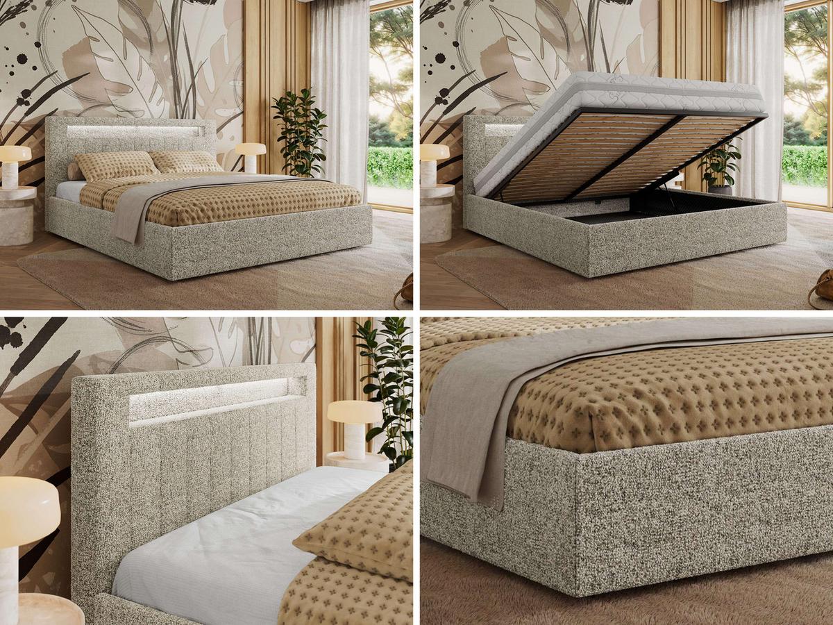 POLSTERBETT GOLD 5 CLASSIC 160/200 - Beige Strukture - Multipocket-Matratze - Beige, Textil (160/200cm) - MKS