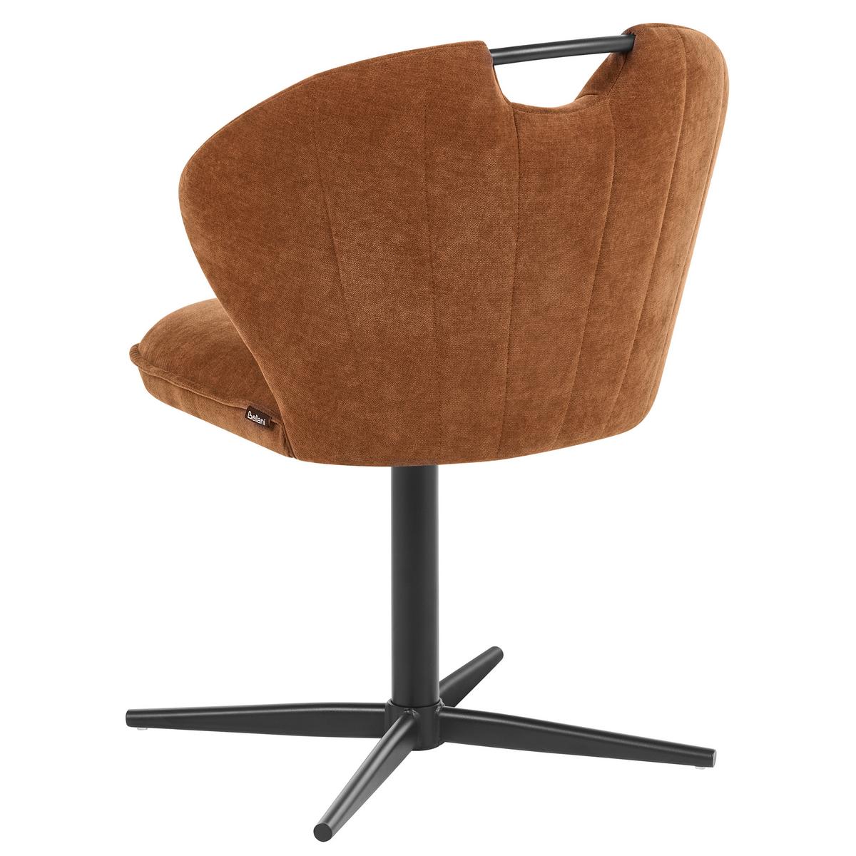 STUHL 2er-Set drehbar Chenillegewebe Goldbraun Worcester - Goldfarben, Textil/Metall (48/80/65cm) - Beliani