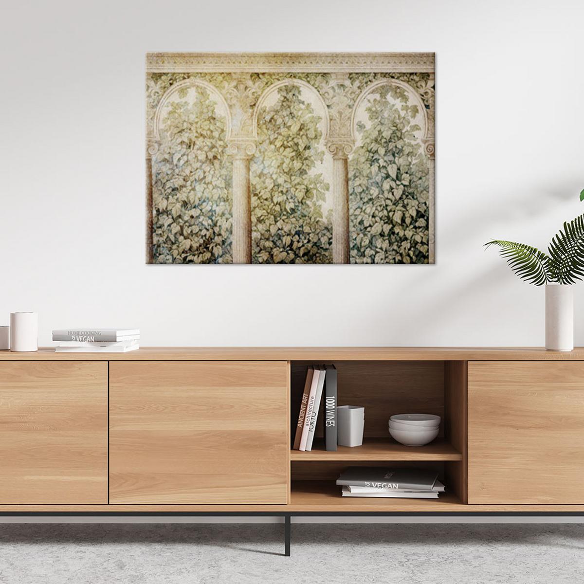 WANDBILD säulen efeupflanzen - Beige, Textil (60/40cm) - Feeby