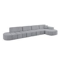 ECKSOFA Ottomane Rechts LIVO-L3 - 422x173x79,5 cm Hellgrau - Grau, Holzwerkstoff/Textil (422/173cm) - ALTDECOR