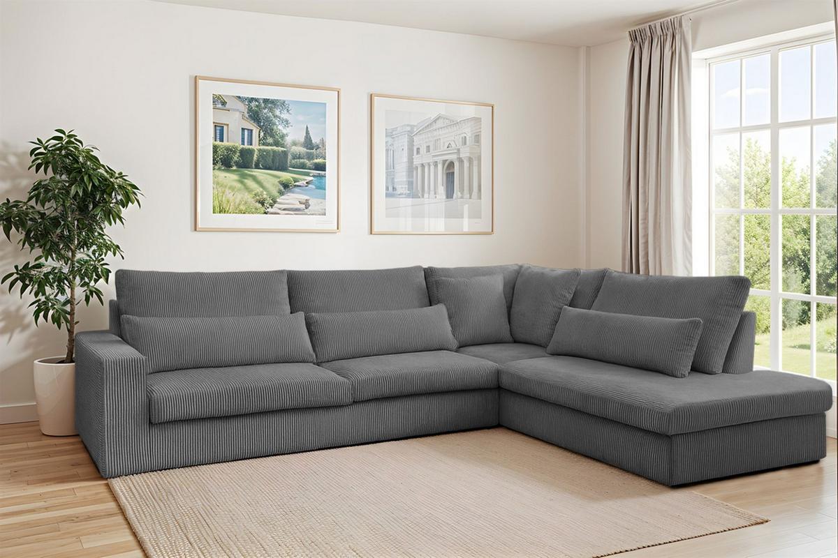 ECKSOFA Thora - Grau, Holzwerkstoff/Textil (315/245cm) - Fun Möbel
