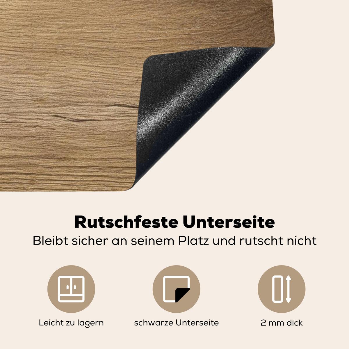 HERDABDECKPLATTE Holz - Braun - Holzoptik Herdabdeckung Induktionsfeld 60x52 cm - Eichefarben, Kunststoff (60/52/0.2cm) - MuchoWow