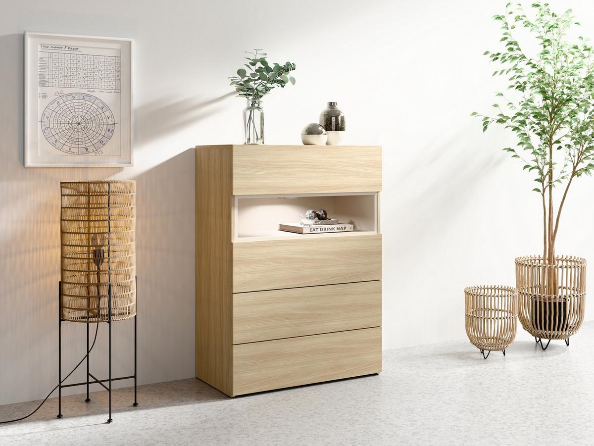 KOMMODE Barista Oak, Wüstensand 80/111/42 - Eiche Bianco, Holzwerkstoff (80/111/42cm) - RAUMHIRSCH FURNITURE
