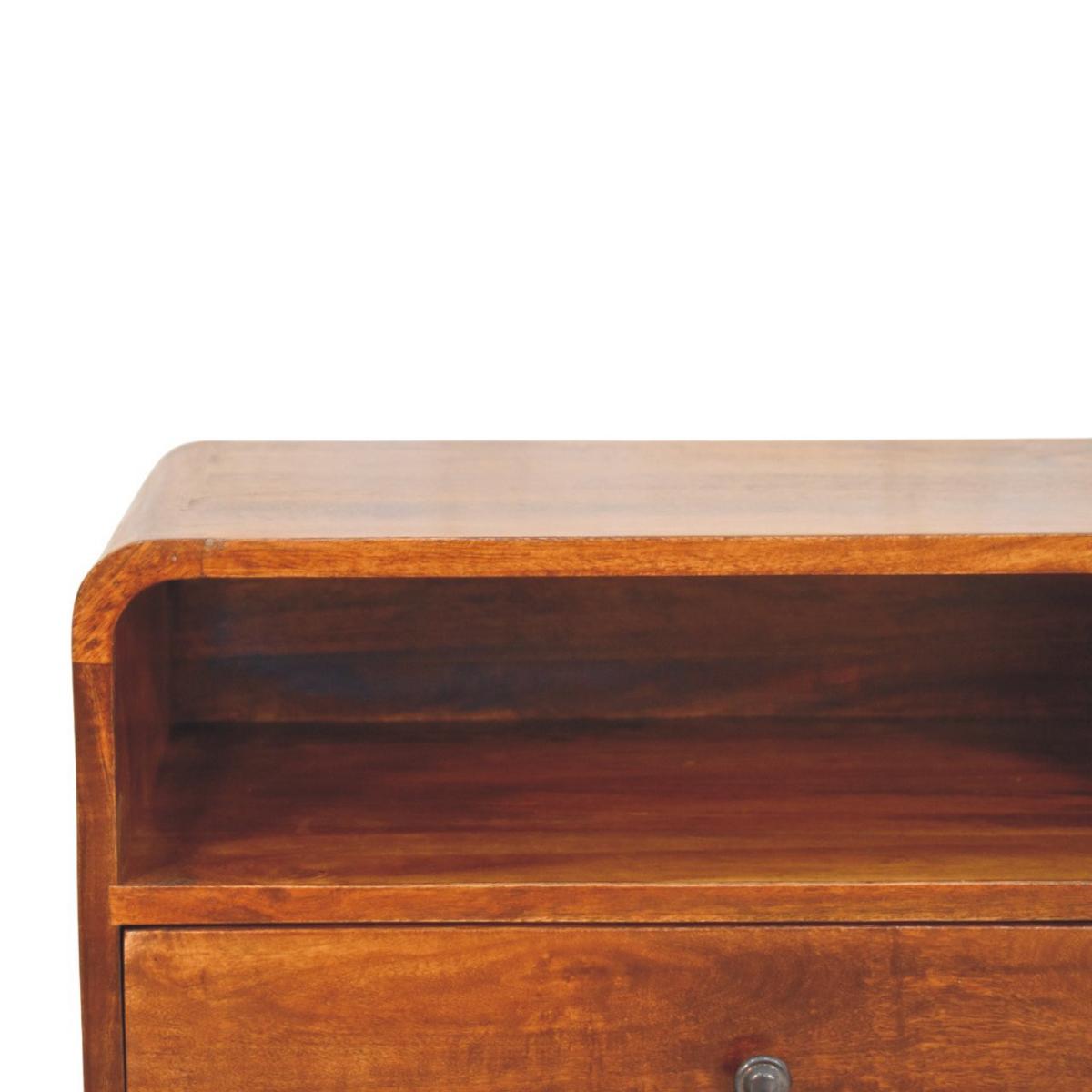 NACHTTISCH mit edlem Kastanien-Finish, 1 Schublade, 1 offene Ablage, braun. - Braun, Holz (55/30/35cm) - Artisan Furniture