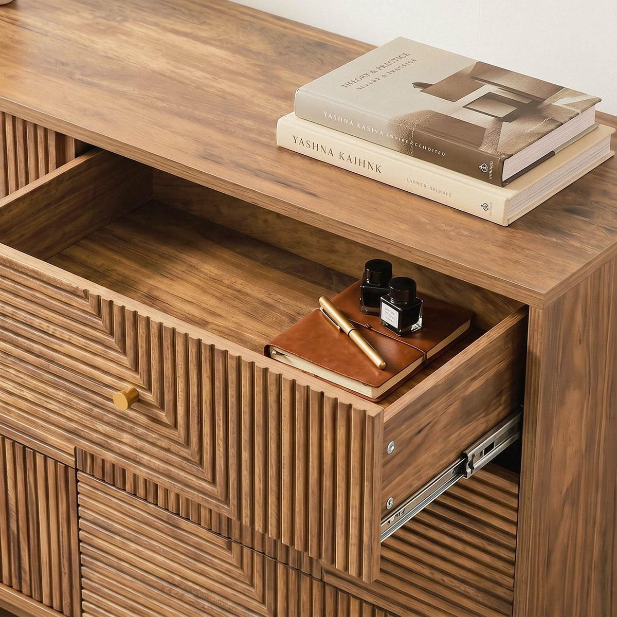 KOMMODE mit 6 Schubladen und laminierten Fronten 39/75/120 cm - Eschefarben, Holzwerkstoff (39/75/45cm) - Calicosy