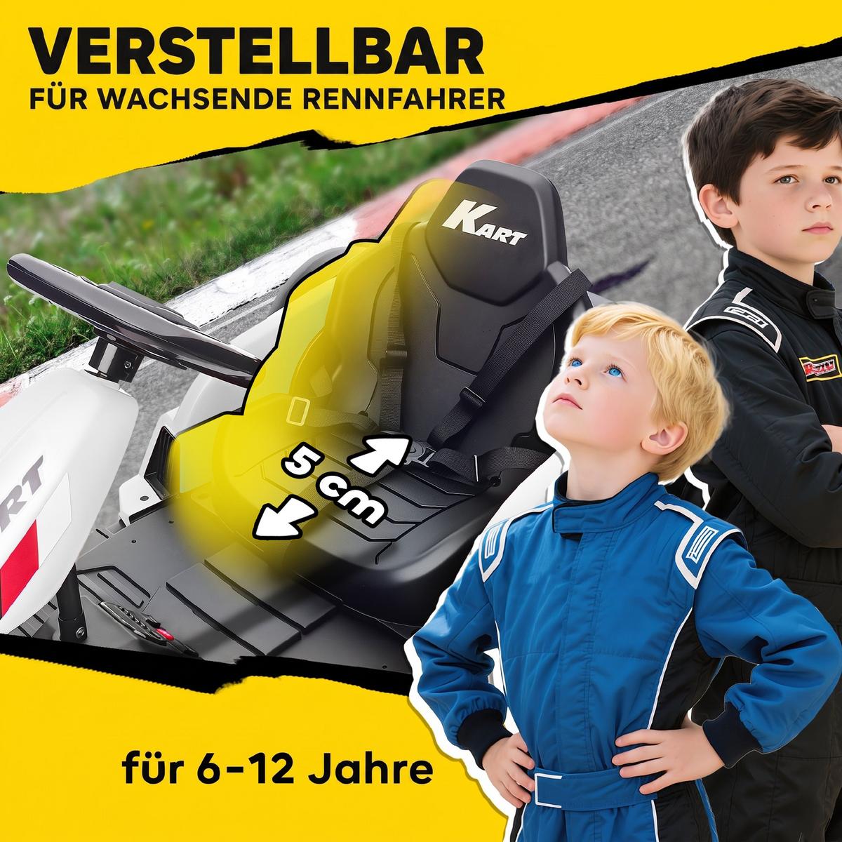 ELEKTRO-DRIFT-KART Kunststoff Stahl Weiß - Weiß, Kunststoff (115/77/55.5cm) - AIYAPLAY