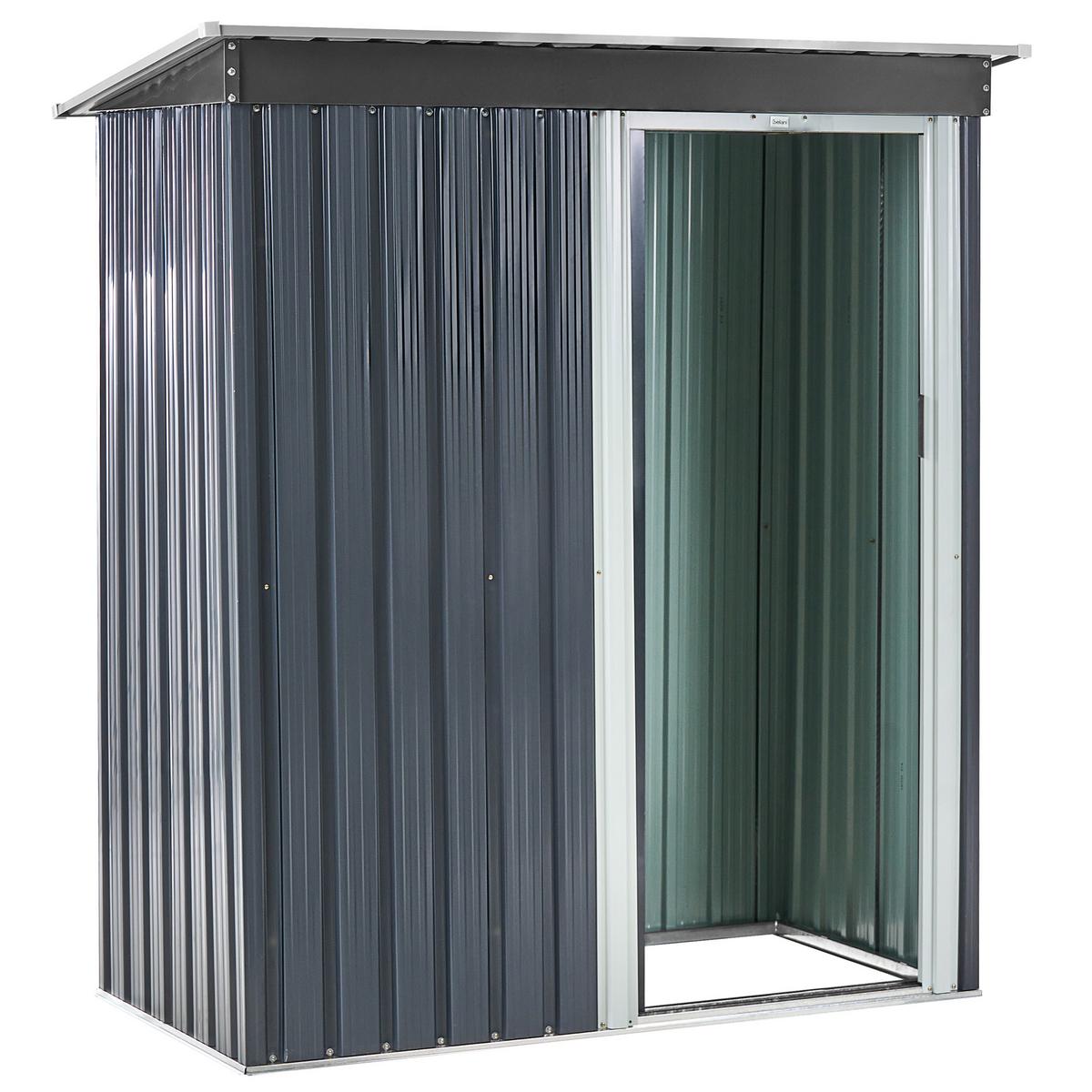 GERÄTEHAUS 150 cm 89 cm Graphitgrau Aisone - Graphitfarben/Weiß, Metall (150/182/89cm) - Beliani