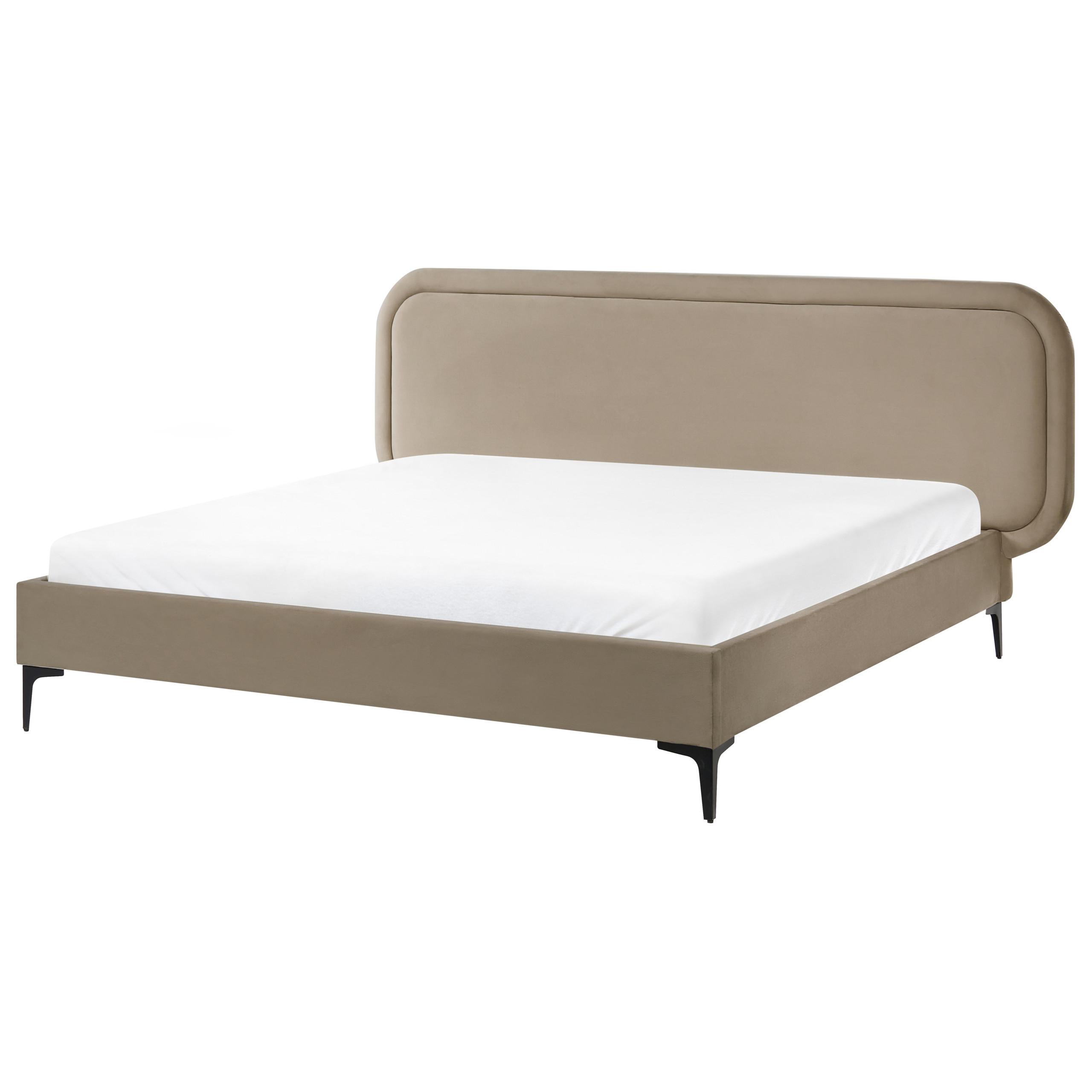 BETT mit Lattenrost 160/200 cm Samtstoff Taupe Suzette - Taupe, Textil (160/200cm) - Beliani