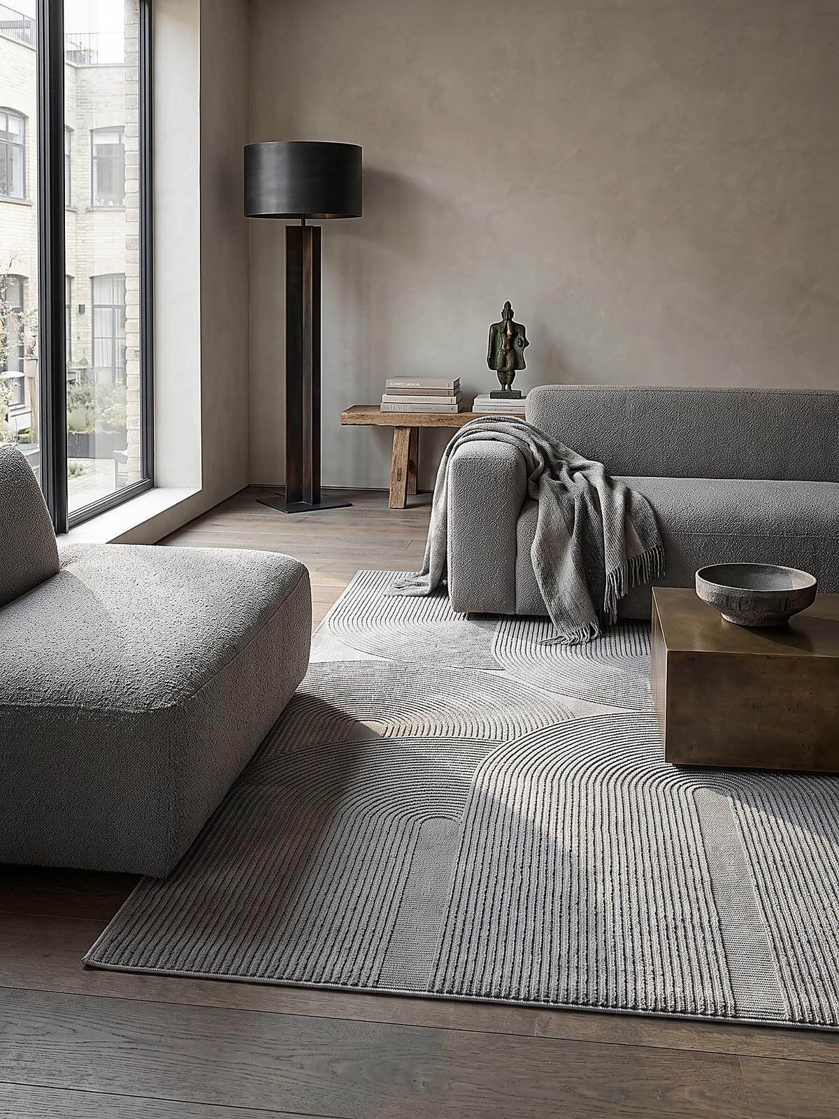 TEPPICH Kurzflor KASOS Waschbar Geometrisch Polyester Grau 200 x 290 cm - Grau, Textil (200/290cm) - KADIMA DESIGN