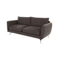 3-SITZER-SOFA Elou Braun - Khaki Microfaser - Chromfarben/Dunkelbraun, Holz/Textil (203/87/92cm) - S-Style Möbel