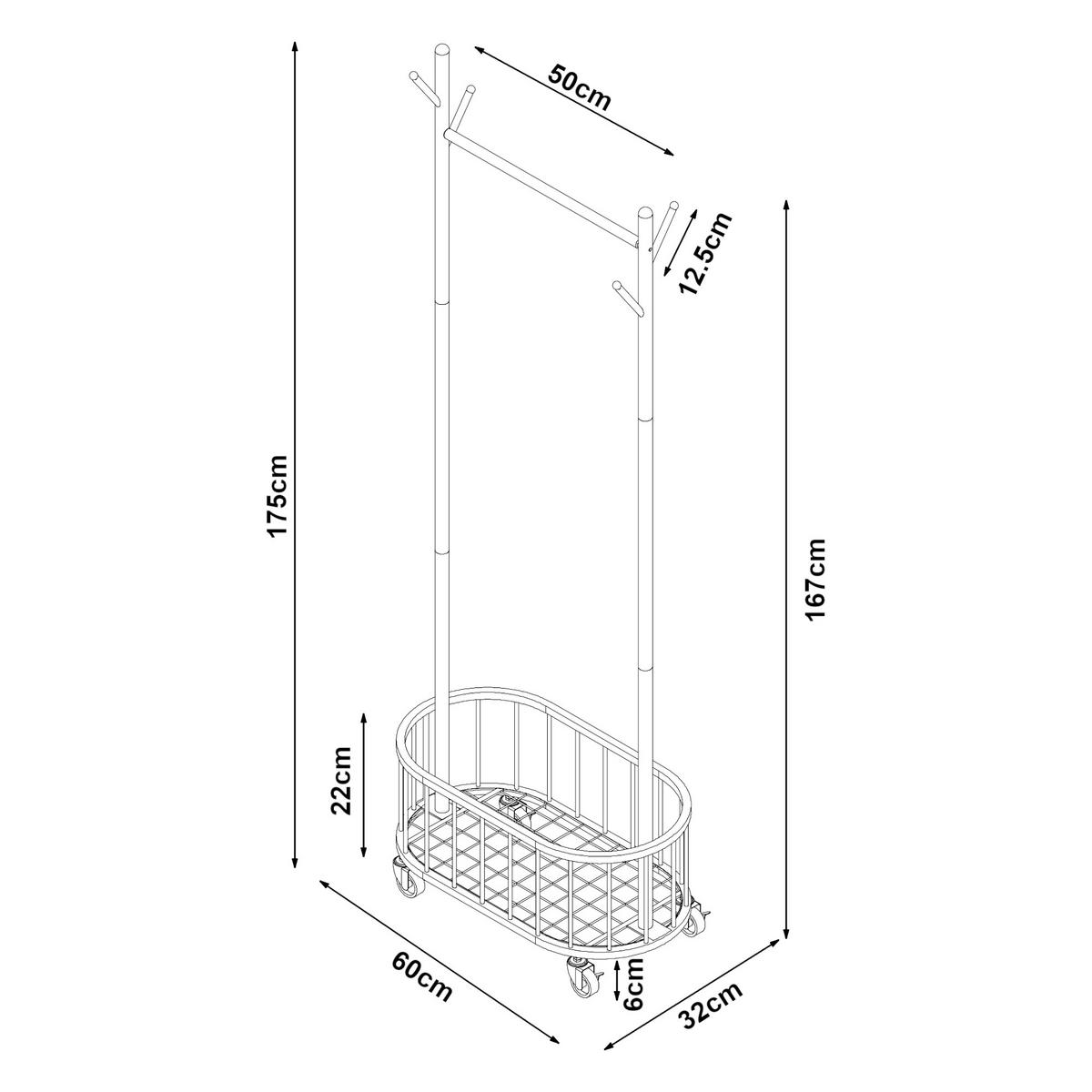 ROLLGARDEROBE Risør - Weiß, Metall (60/175/32cm) - [en.casa]