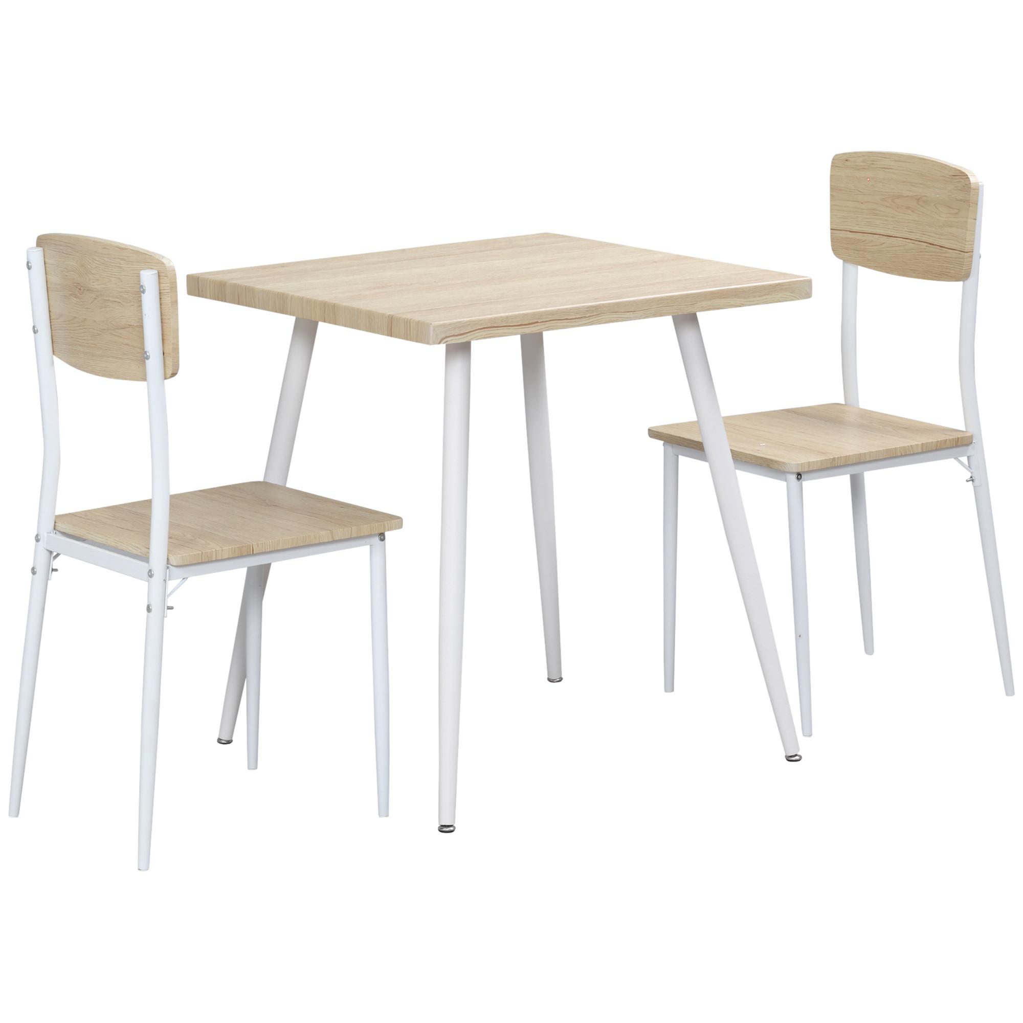 ESSGRUPPE 2 Stühle Esszimmergarniturset Esstischset Sitzgruppe Tischgruppe - Naturfarben, Kunststoff (70/76/70cm) - HOMCOM