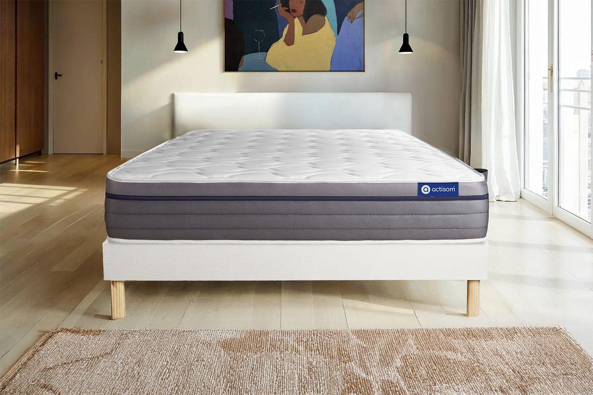 BETT Actimemo zen Memory-Schaum 80 x 200 cm h1 - Kit Bettgestell Weiß - Beige/Weiß, Karton/Holz (80/200cm) - ACTISOM