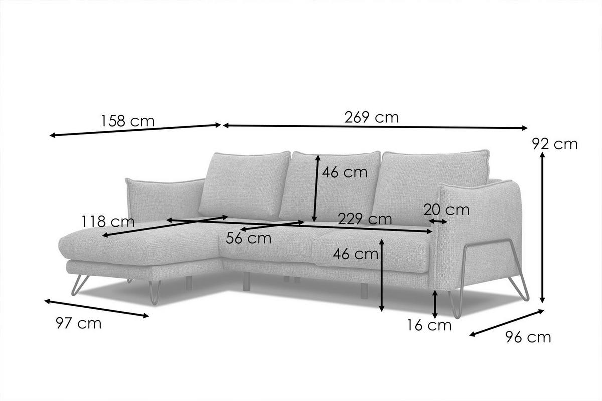 ECKSOFA HOSTEN 4-Sitzer, beige - Beige/Schwarz, Holzwerkstoff/Textil (158/269cm) - Wozimo