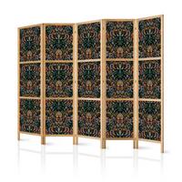 PARAVENT Japanischer 5-tlg 225x172 cm Bunte Ornamente - Multicolor, Holz/Textil (225/172/3cm) - Muralo