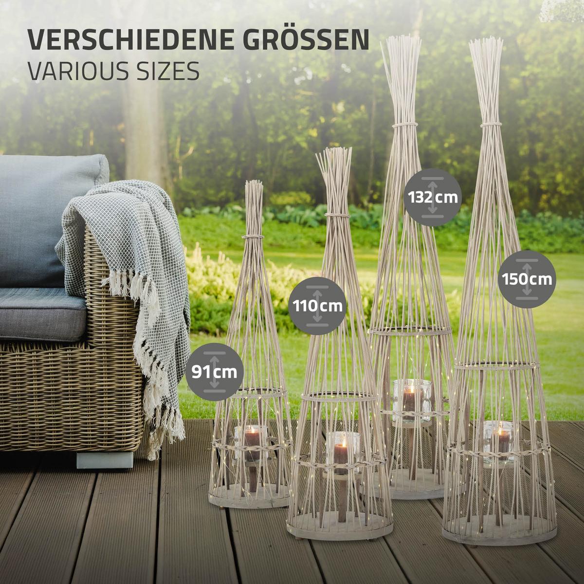 BAMBUS LATERNE H: 132 cm Holzfarbe Boho Stil - Naturfarben, Holz (34/132/34cm) - ECD-Germany