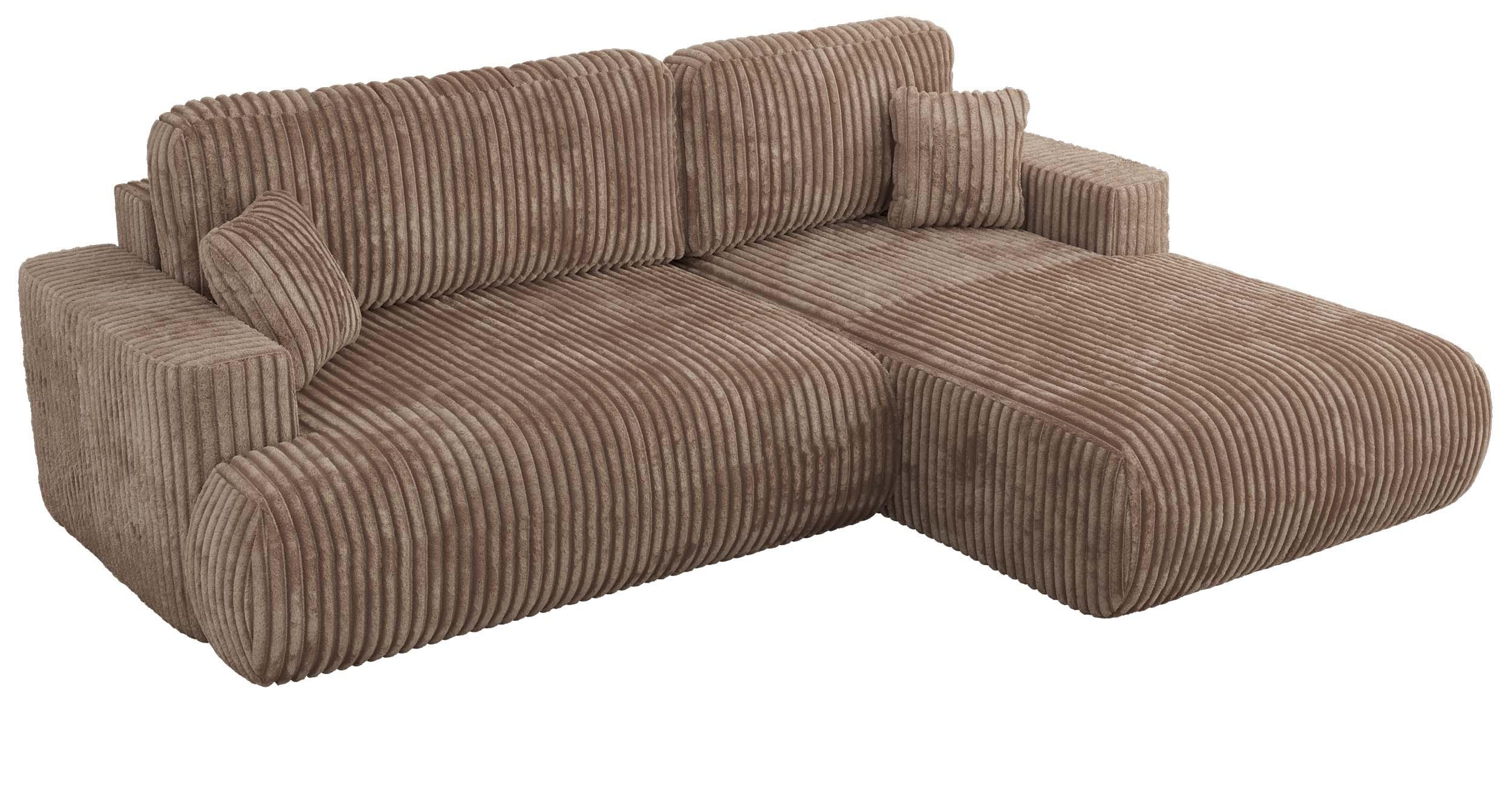 ECKSOFA OVO L Braun Cord - Rechts Seite - Schwarz/Braun, Kunststoff/Textil (195/271cm) - MKS