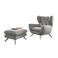 SESSEL CHARME Hellgrau Cord - Hellgrau/Schwarz, Textil/Metall (100/106/95cm) - KAWOLA