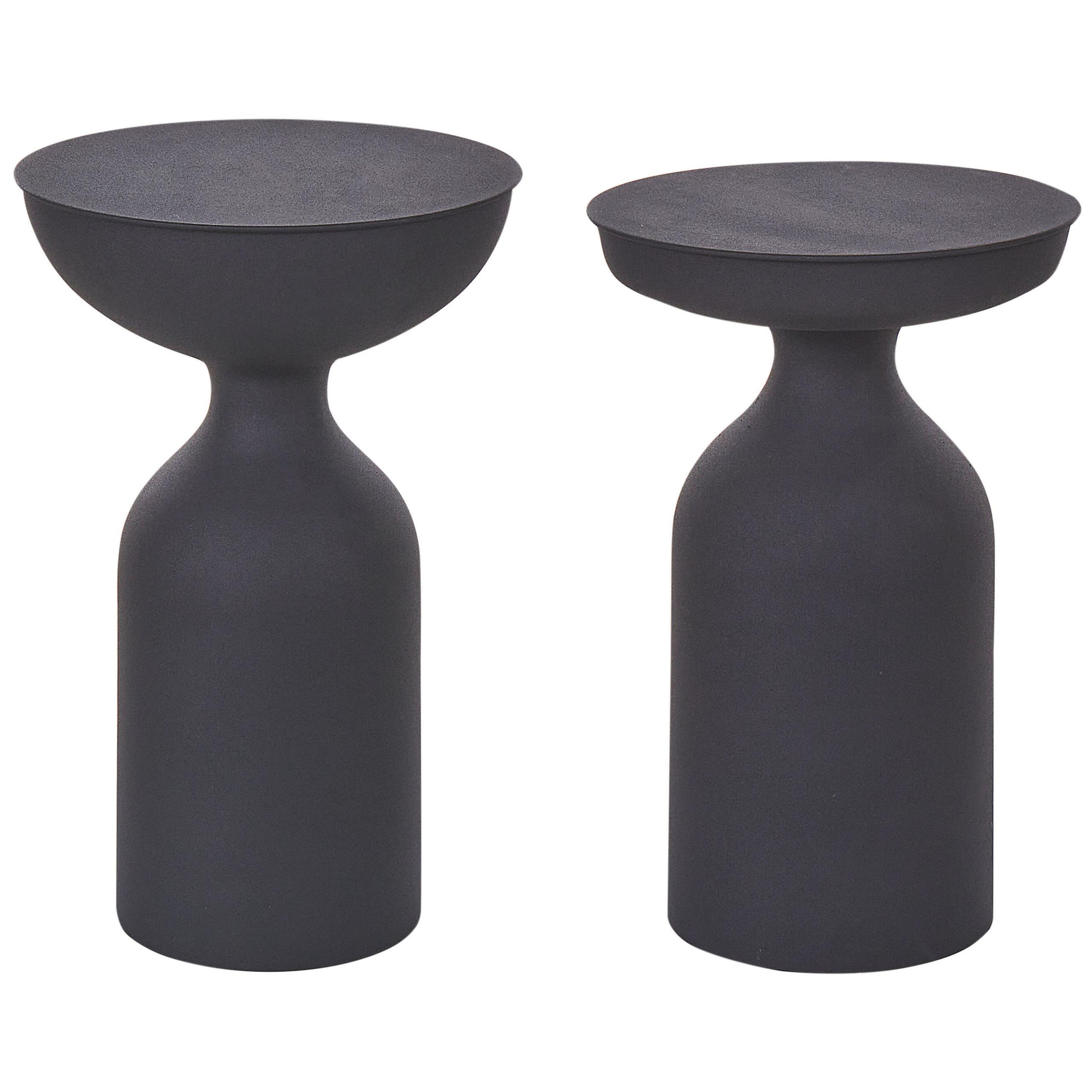 BEISTELLTISCH 2er-Set Metall schwarz rund Cota/Tenjo - Schwarz, Metall (36/36/56cm) - Beliani