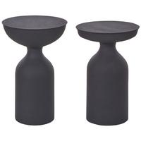BEISTELLTISCH 2er-Set Metall schwarz rund Cota/Tenjo - Schwarz, Metall (36/36/56cm) - Beliani