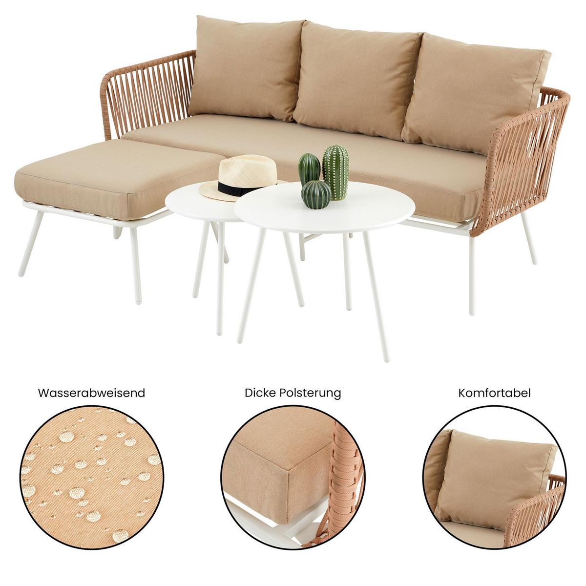 GARTENMÖBEL MYKONOS - Beige/Weiß, Metall - IDIMEX