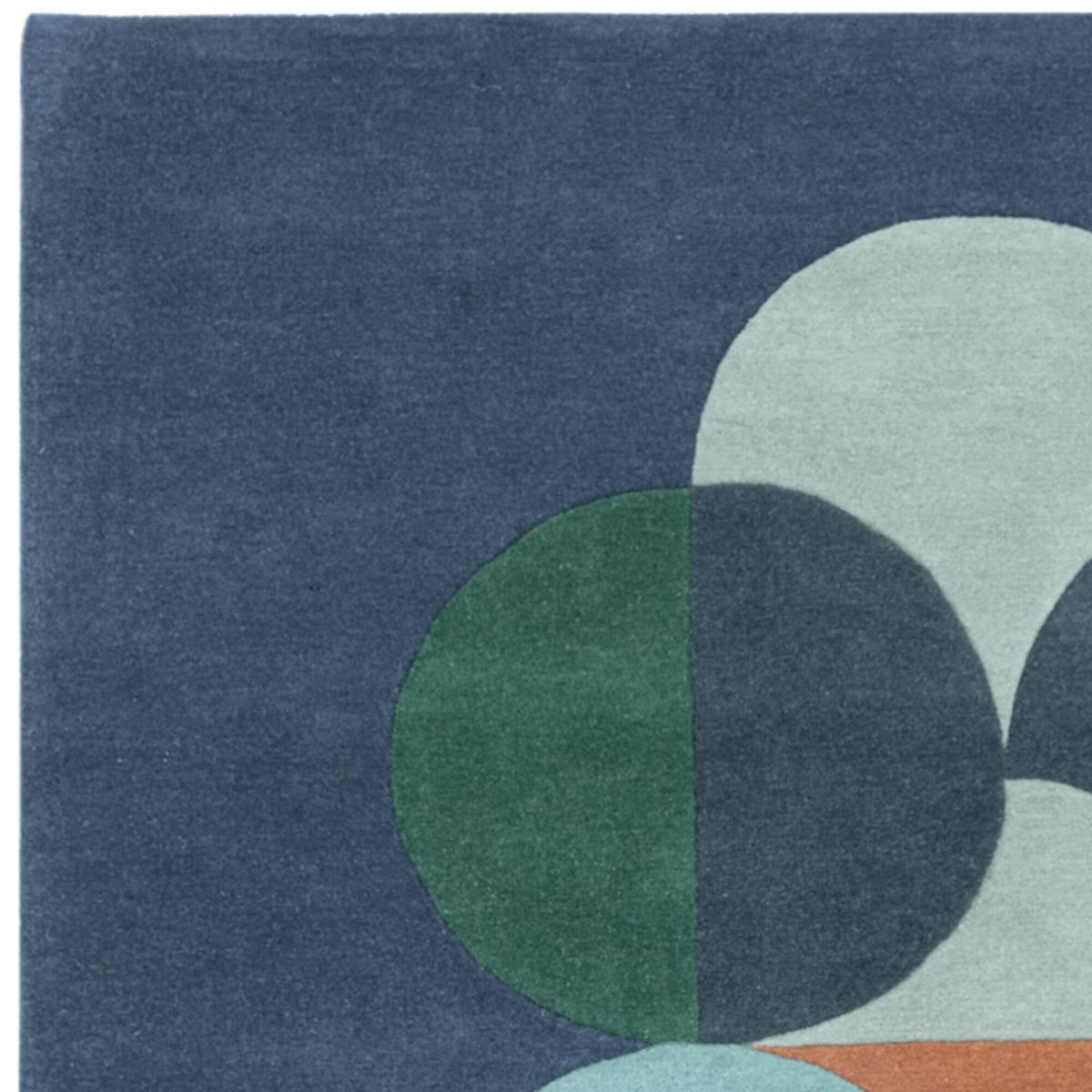 WOLLTEPPICH handgewebt HULL-Beverley, geometrisch, Dunkelblau, 120 x 170 cm - Multicolor, Textil (170/120cm) - KADIMA DESIGN