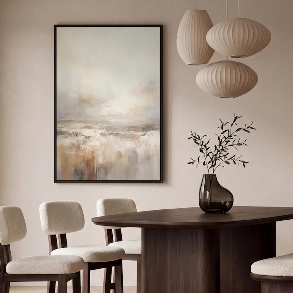 LEINWAND Bilder mit Rahmen - Kunst - Industriell - Grau - Braun - Abstrakt - 90x140 - Sandfarben, Textil (90/140cm) - MuchoWow