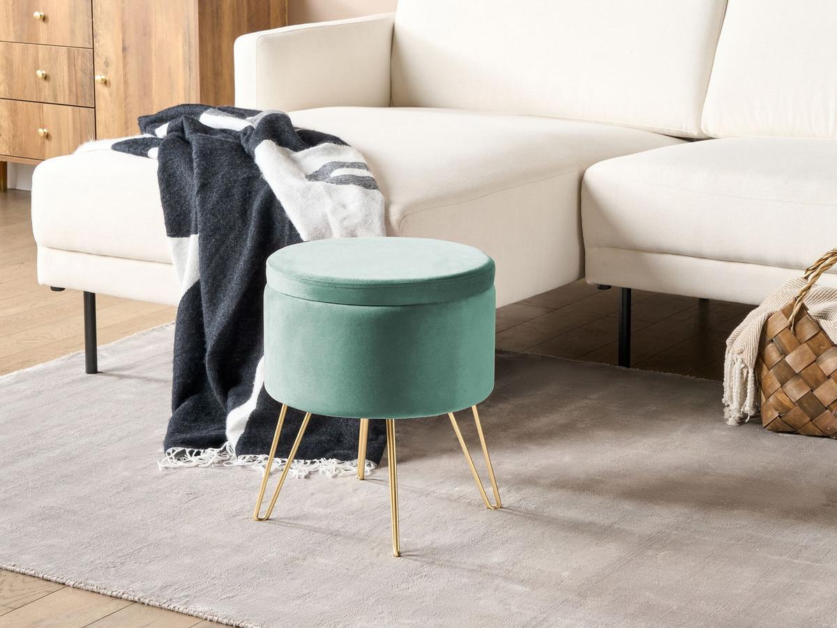 HOCKER Silas 42/42/44 cm - Grün, Textil (42/44/42cm) - Beliani