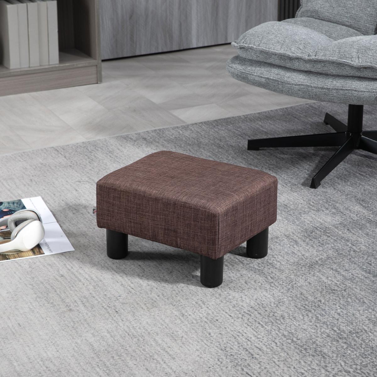 FUSSHOCKER, Sitzhocker, Rechteckiger Ottoman, Fußstütze aus Leinen, Braun - Braun, Textil (30/24/40cm) - HOMCOM
