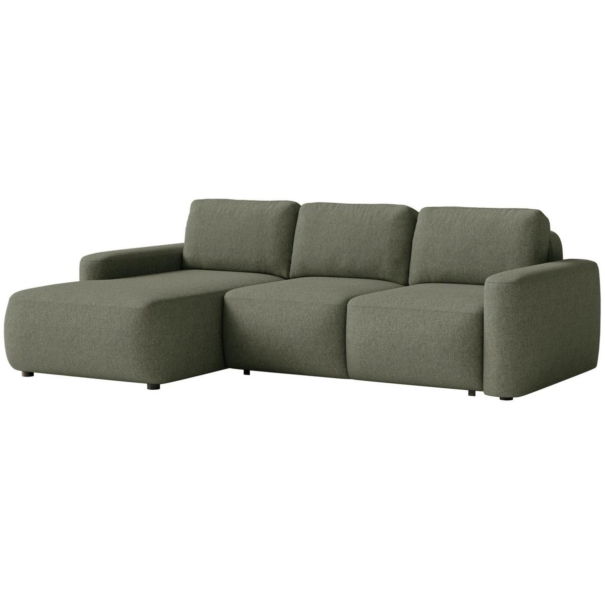 ECKSOFA Carnos Mini Olivgrün Chenille - Schwarz/Olivgrün, Kunststoff/Textil (238/164cm) - Selsey