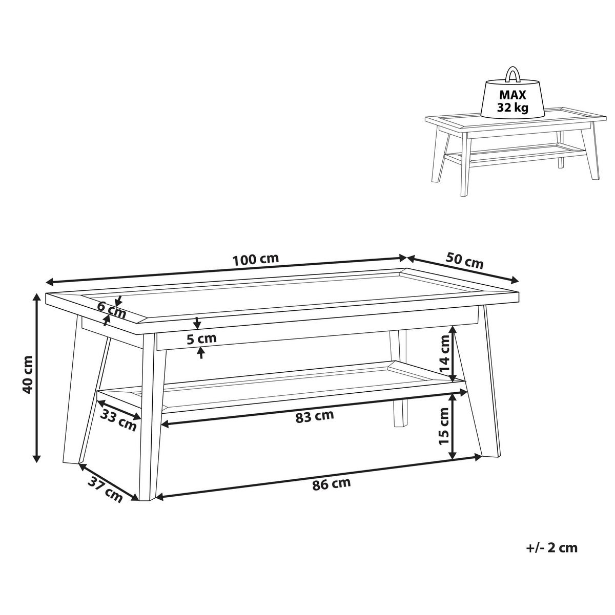 COUCHTISCH heller Holzfarbton 100/50 cm Simla - Hellbraun, Holzwerkstoff (50/100/40cm) - Beliani