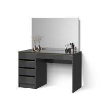 SCHMINKTISCH Imola Schwarz/Gold 120 cm mit Spiegel - Goldfarben/Schwarz, Holzwerkstoff (120/75/55cm) - Livinity®