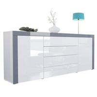 SIDEBOARD La Paz Weiß Hochglanz / Grau Hochglanz - Weiß Hochglanz/Grau, Holzwerkstoff (167/72/35cm) - Vladon