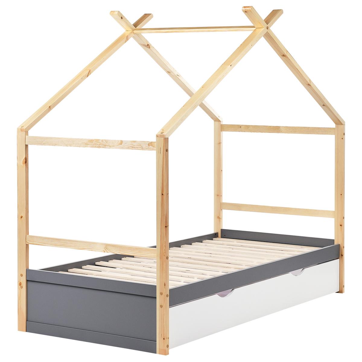 KINDERBETT 90x200 cm Grau Orgeval - Grau, Holz (90/200cm) - Beliani
