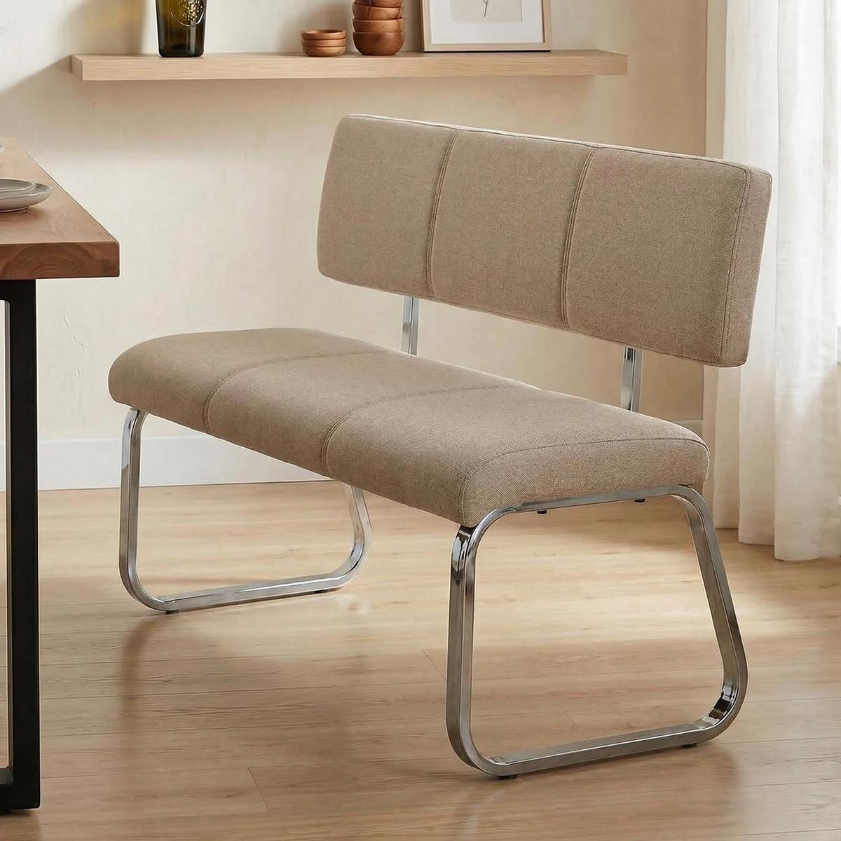 ESSZIMMERBANK VILAS beige - Beige, Textil/Metall (136/89/59cm) - IDIMEX