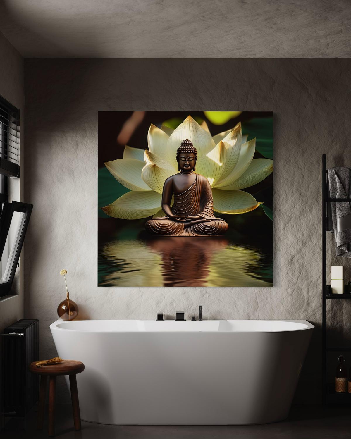 WANDBILD zen buddha seerose - Grün, Textil (40/40cm) - Feeby