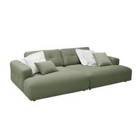 BIG SOFA MIKA Grün Cord - Schwarz/Olivgrün, Kunststoff/Textil (300/86/167cm) - KAWOLA