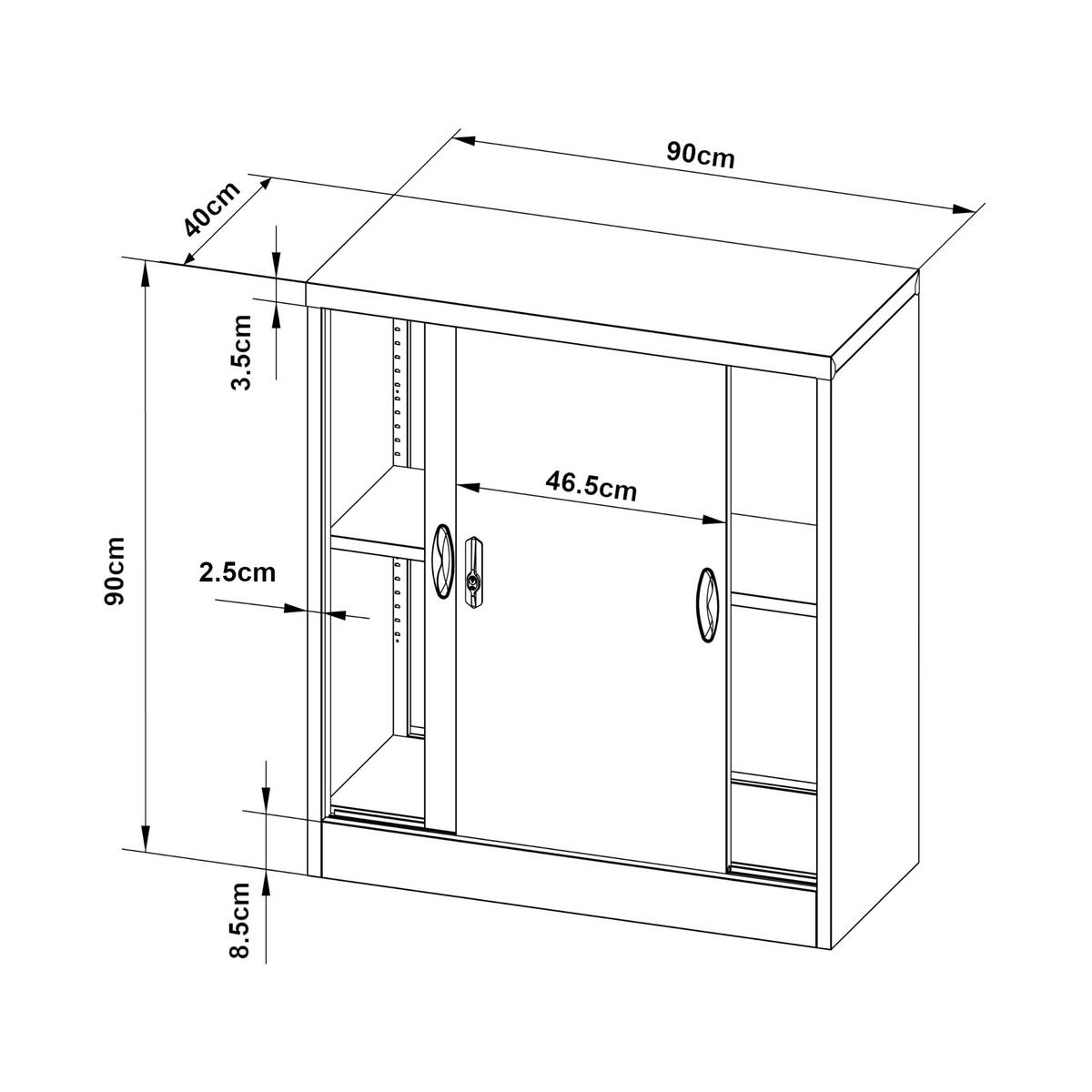 AKTENSCHRANK Rieti - Dunkelgrau, Metall (90/90/40cm) - [en.casa]