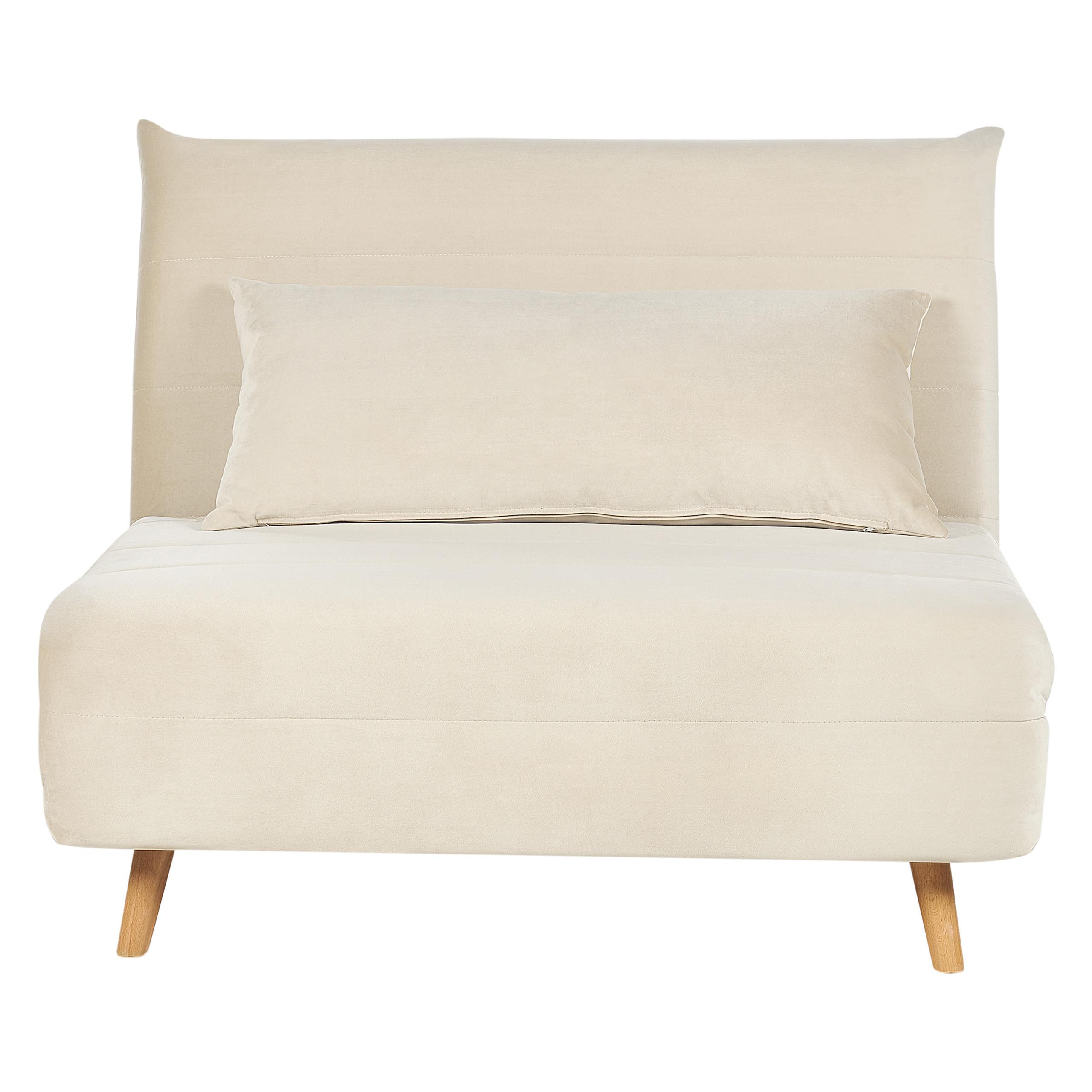 1-SITZER-SCHLAFSOFA Samtstoff Creme Setten - Creme, Textil (104/82/190cm) - Beliani