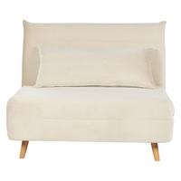 1-SITZER-SCHLAFSOFA Samtstoff Creme Setten - Creme, Textil (104/82/190cm) - Beliani