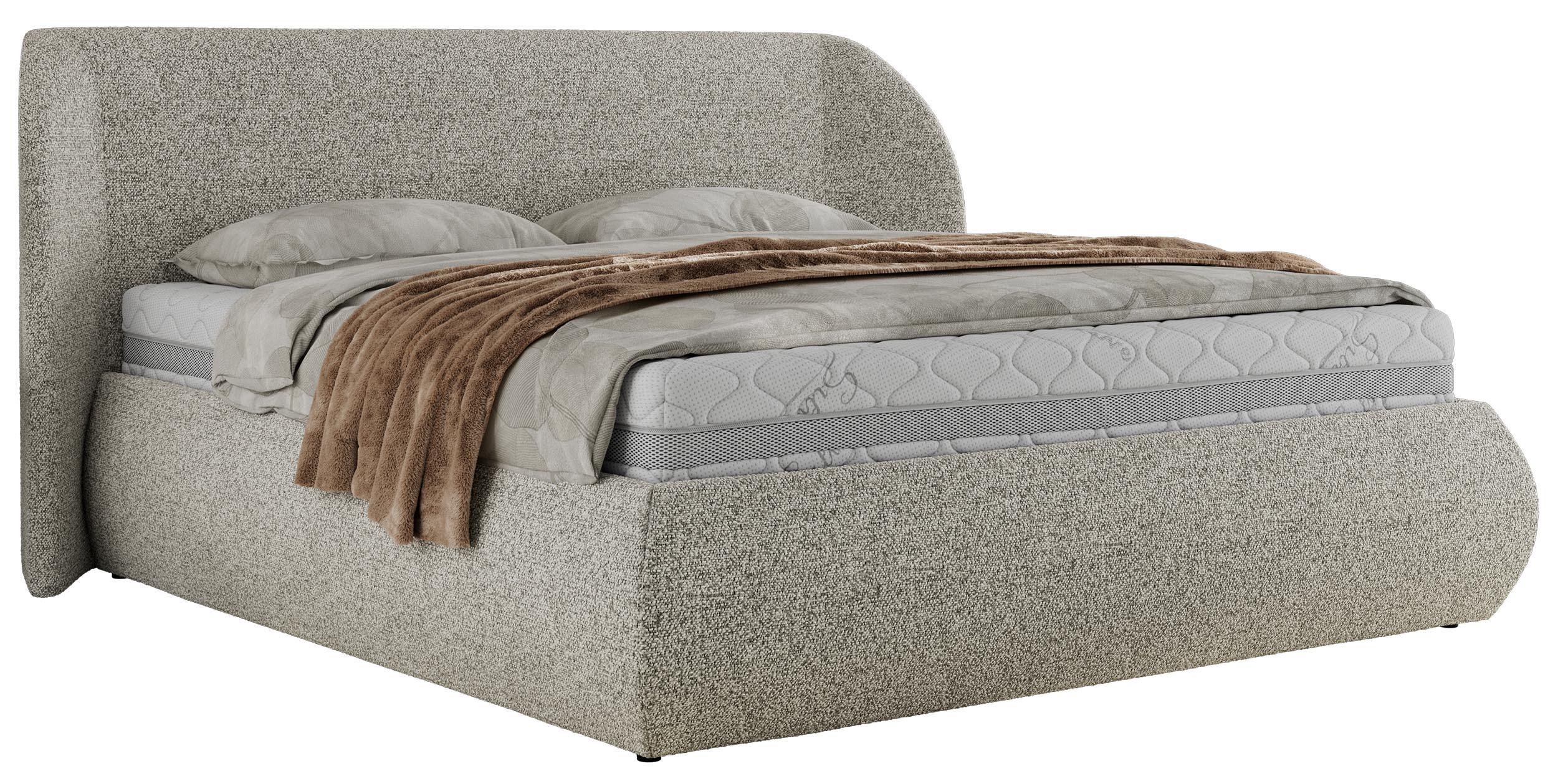 POLSTERBETT CAELA CLASSIC 140/200 - Hellgrau Strukture - Schaum-Matratze - Hellgrau, Textil (140/200cm) - MKS