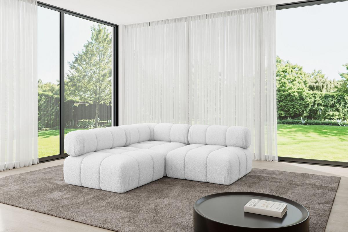 ECKSOFA modulares Sofa Samaro-L1 - 190x190x70 cm Weiß Bouclé - Weiß, Holzwerkstoff/Textil (190/190cm) - ALTDECOR