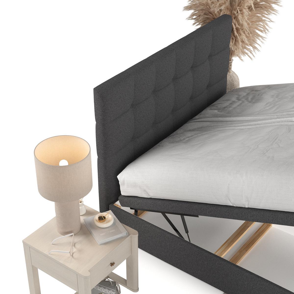 POLSTERBETT Guam mit Stauraum 120/200 cm Anthrazit im Megan Stoff - Anthrazit/Schwarz, Holz/Holzwerkstoff (120/200cm) - AltaBeds