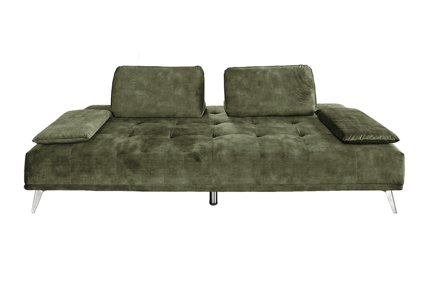 SOFA WIOLO Grün Velvet - Silberfarben/Grün, Textil/Metall (240/80/110cm) - KAWOLA